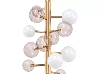 Globo 5 pendant light with gold balls 3D model