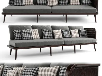 Wooden Rattan Furniture Collection modul3 3D Model Pack