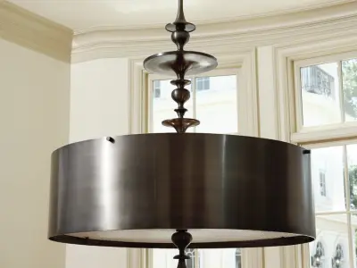 Turned 4-Light Single Drum Pendant 3D model