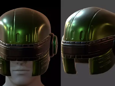 Gas mask helmet 3d model scifi Low-poly  3D model 6