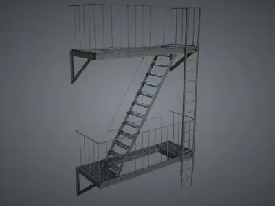Fire Stairscase Low-poly 3D model