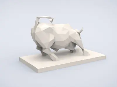 Printable Wall Street Bull Lowpoly Style 3D print model