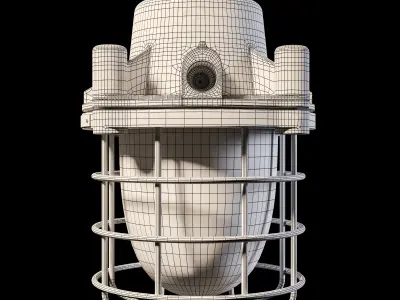 1970s Steel and Glass Nautical Caged Ship Light with Wrench 3D model