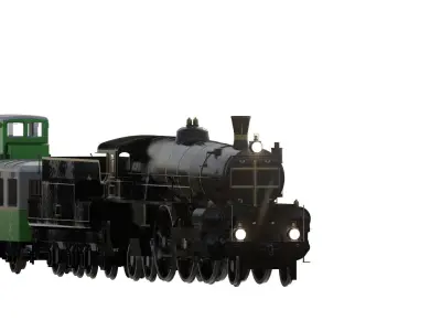 Late 1800s steam train 3D model