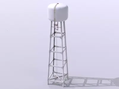 Water tower 2 Low-poly 3D model
