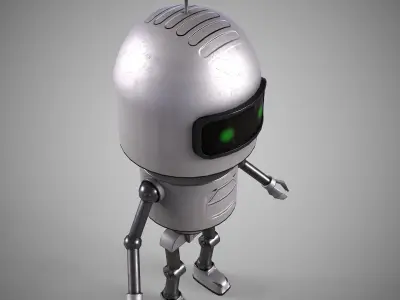 A low-poly 3D modelof a white Robot  Low-poly 3D model