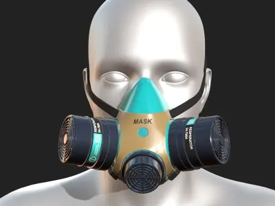 Gas mask helmet scifi futuristic respirator plastic  Low-poly 3D model