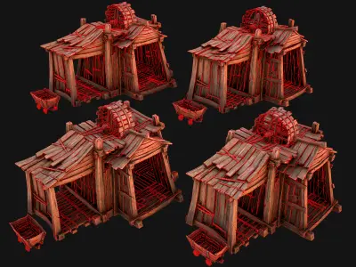 Medieval Iron Metal Ore Mine Low-poly 3D model