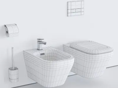 Ideal Standard TONIC II Wall-Hung WC art K3167 art K5236 Low-poly 3D model