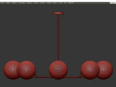 8 Head Brass and Black Chandelier with Radial Design Low-poly 3D model