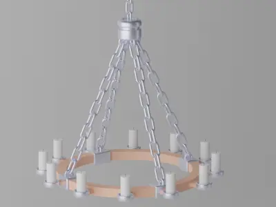 Medieval Chandelier with Candles 3D model