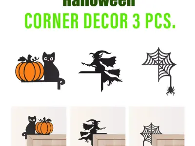 Halloween Wall   Door Sign Decor Set  3 pcs 3D print model