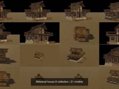 Mdeieval house 8 collection 3D Model Pack