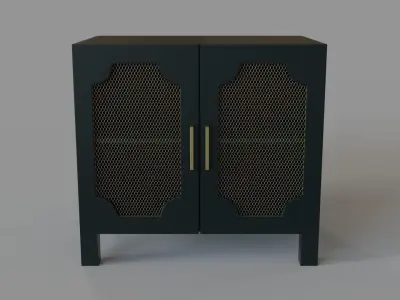 Screen Door Nightstand Black 3D model