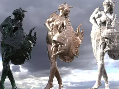 Atlantis Female shield sculpture  3D model