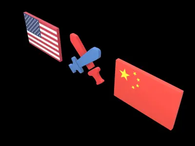USA VS China War Icon v1 001 Low-poly 3D model