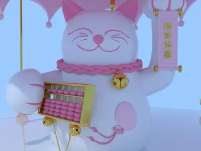 Music Box Lucky Cat 3d model 3D model