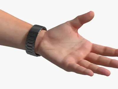  Wristwatch on Human Arm Wrist Silver 