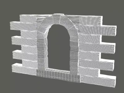 Arched stone window with blocks Free 3D model