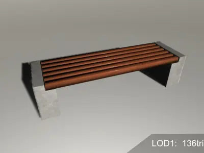 City Concrete Bench Free low-poly 3D model