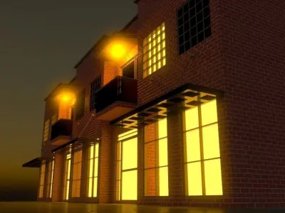 High Quality Corner Building with Shop 3D model