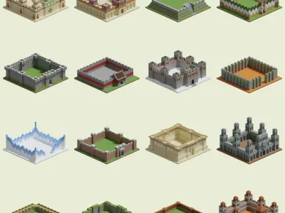 Collection of  Minecraft Walls  3D Model Pack