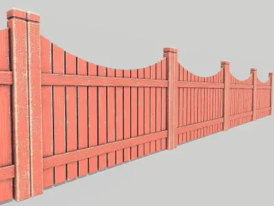 Fence wooden Low-poly 3D model buy