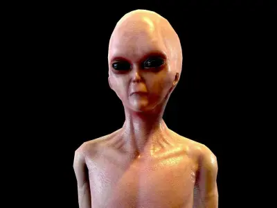 Realistic Alien 1 Roswell UFO incident Low-poly 3D model
