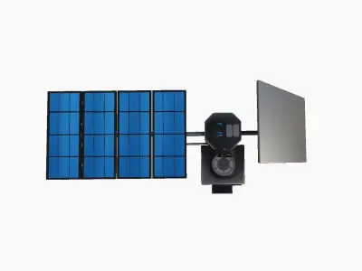 Satellite J05 Steel Blue - SciFi Space Design Low-poly 3D model