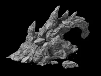 Desert - bizarre boulder 02 3D model