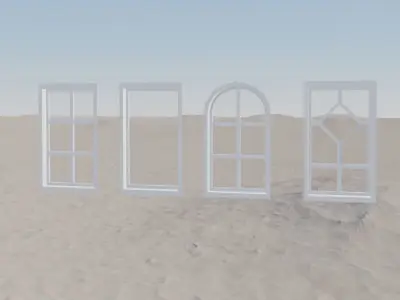 4 Types of windows Low-poly 3D model Low-poly 3D model