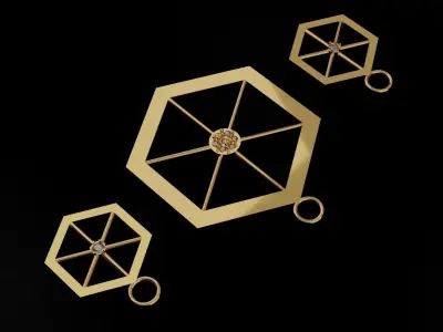 Pentagon Pendant set Free 3D print model