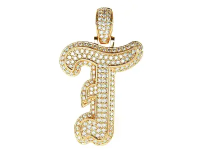 Tattoo fonts T alphabet pendent 3D print model
