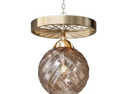 Untitled pendant light with brass finish and glass ball 3D model
