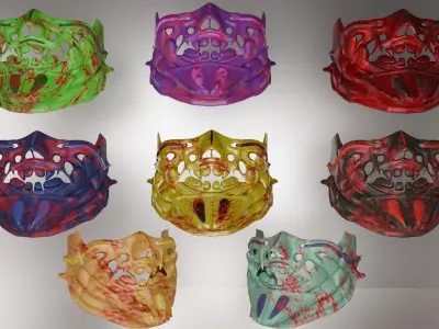 mask of samurai Low-poly 3D model