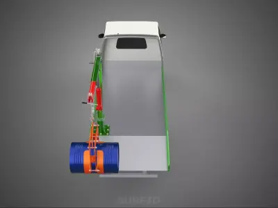 FLATBED TRUCK PICKUP CRANE LIFTING WINCH HOIST JIB DRUM BARREL 3D model