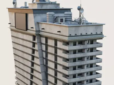 Building Skyscraper City Town Downtown Office Space Work Street Low-poly 3D model 11