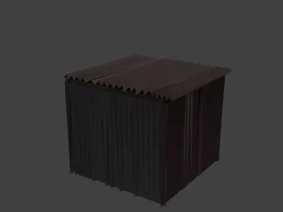 Corrugated iron sheet house Low-poly 3D model