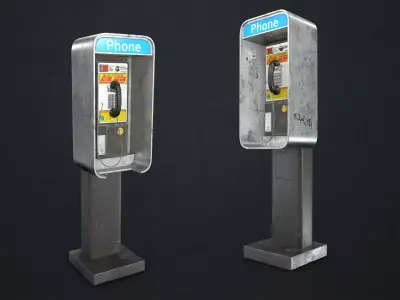 Phone Booth Low-poly 3D model