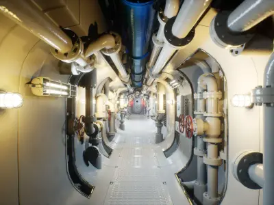 Submarine Industrial Corridor 002 UE4 3D model