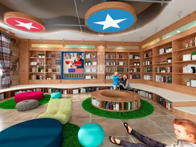 Library reading room classroom 3D model