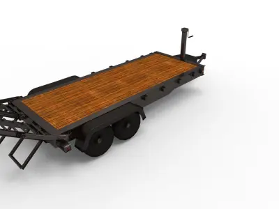12000 GVWR Standard Wood Floor Equipment Trailer Low-poly 3D model