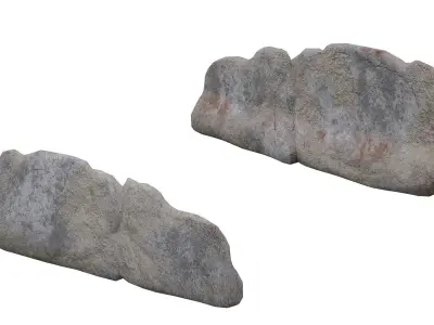 Ruined concrete barrier set Low-poly 3D model