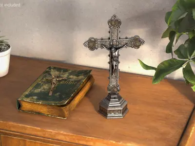  Decorative Tabletop Crucifix with Jesus Christ Silver 