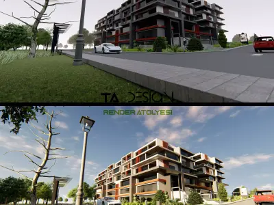 Cubic complex building 3D model