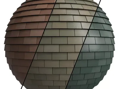 Roof Tile Materials 24- By 3 color Pbr By Sbsar 4k Low-poly 3D model