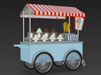 3D Ice Cream Cart Model High Quality 3D model