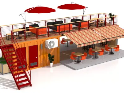 Shipping Container Fast Food 3D model