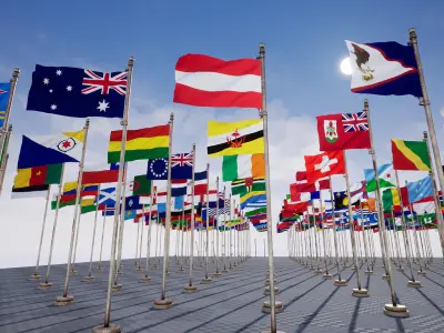 Flags Package  250 Flags Low-poly 3D model