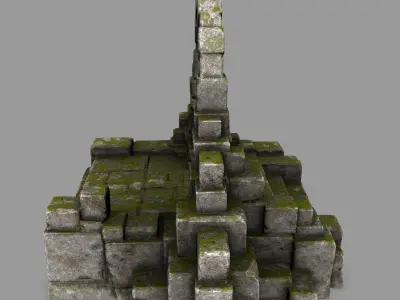 gate 8 stone archway with moss Low-poly 3D model